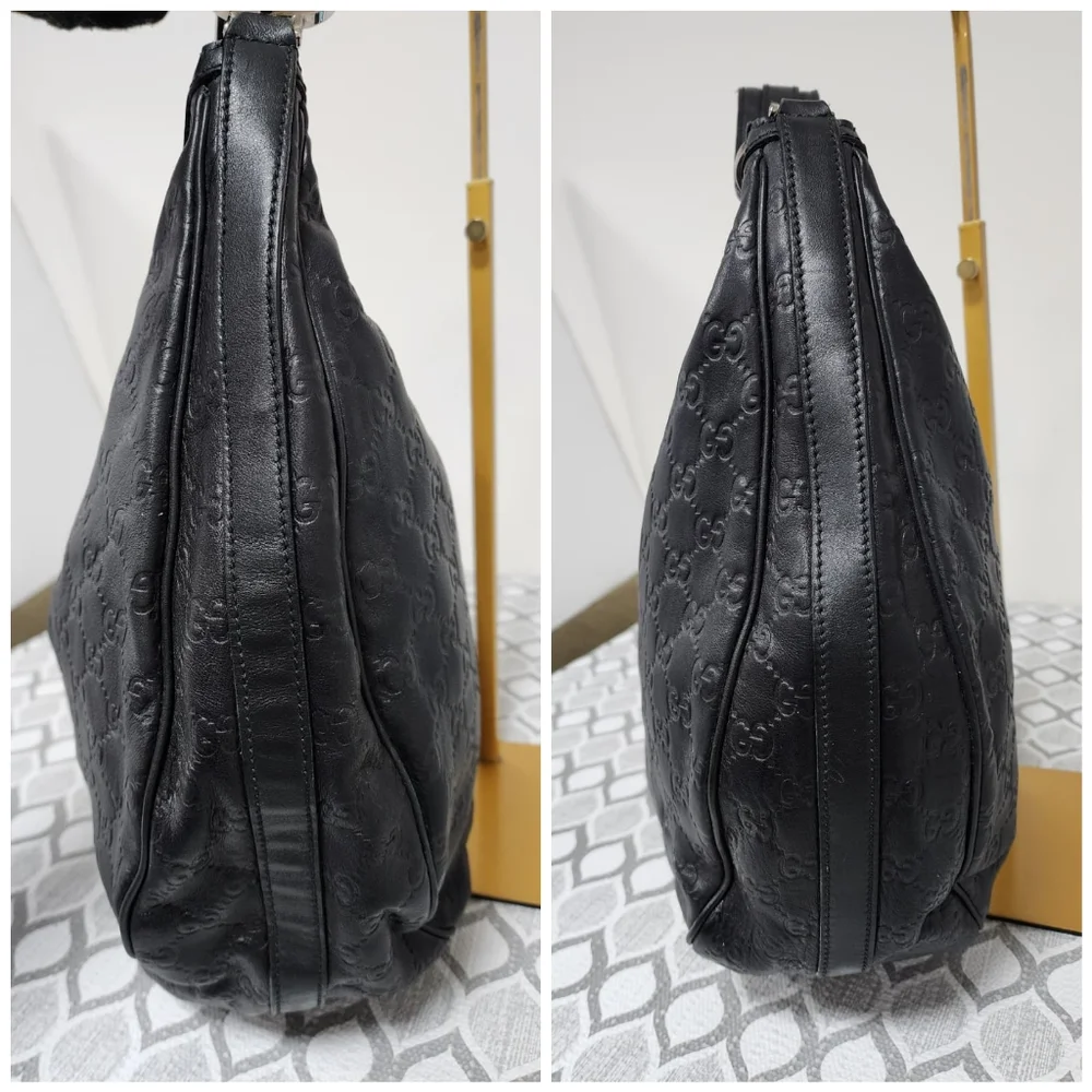 GUCCI Guccissima Leather Twins Large Hobo Bag Black